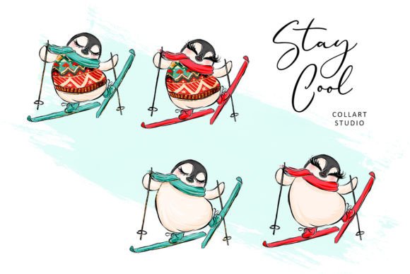 Adorable Art for Winter Projects: Cute Penguins Clipart