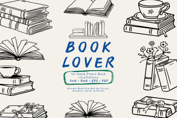 Book Lover Line Art Bundle: Minimalist Illustrations for Designers