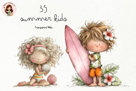 Bringing Sunny Days to Life: The Summer Kids PNG Clipart Set