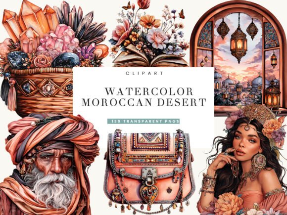 Capture Desert Magic: Watercolor Moroccan Clipart