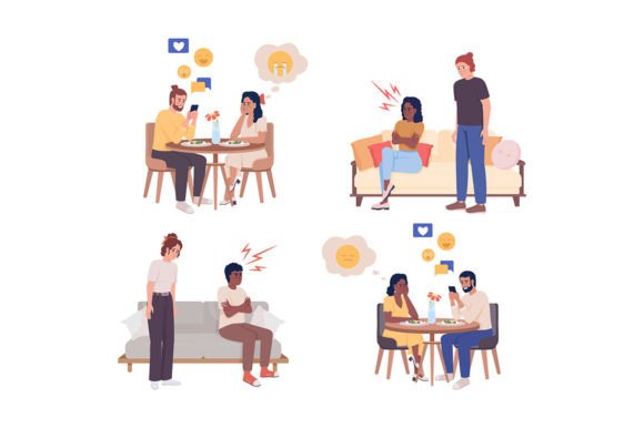 Capturing Modern Tension: Relationship Problem Illustrations