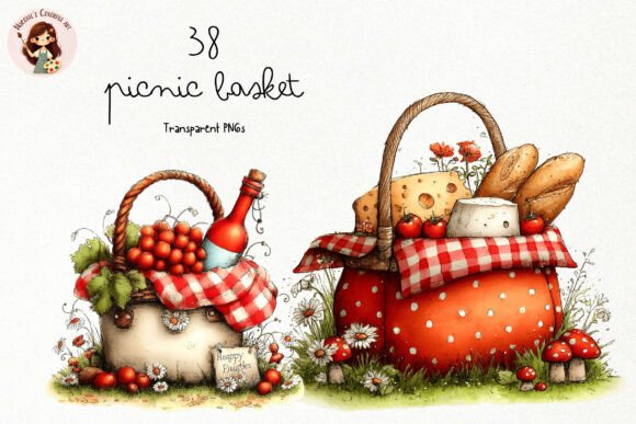 Capturing Summer Charm: Whimsical Picnic Basket PNG Clipart