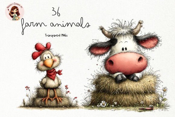 Charming Farm Animals PNG Clipart for Creative Projects