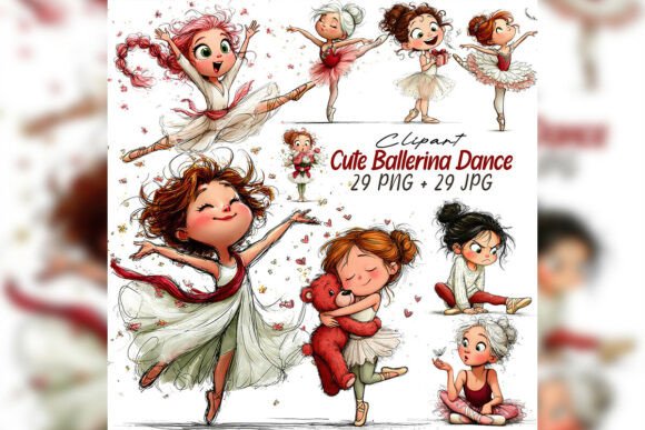 Cute Ballerina Clipart Set for Birthday: A Dreamy Design Resource