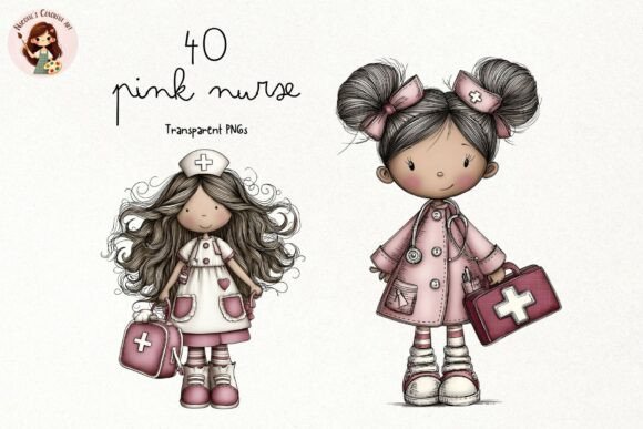 Cute Pink Nurse PNG Clipart: Soft Healthcare Design Assets