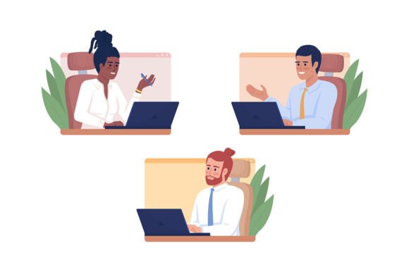 Distance Team Meeting Illustrations for Modern Projects