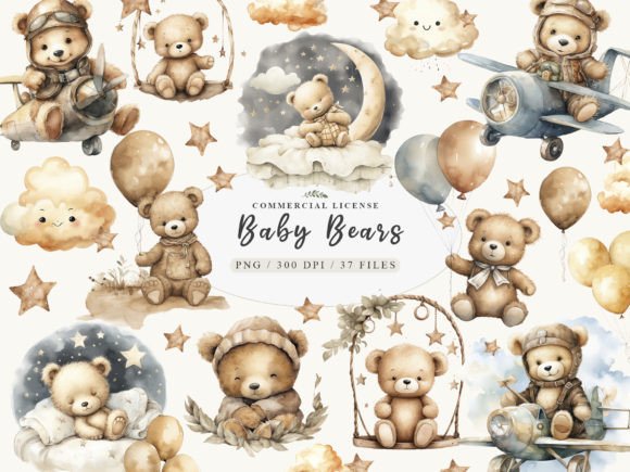 Enchanting Nursery Teddy Bear Clipart & Boho Designs