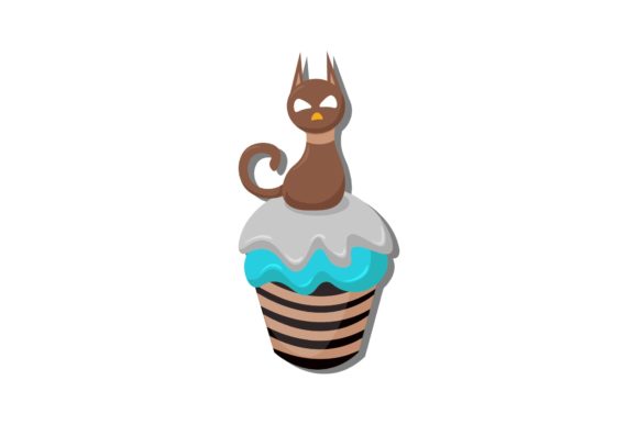 Halloween Cupcake Illustrations Cat: A Spooky Asset for Creators