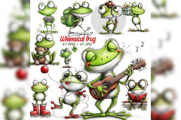 Hop into Creativity with This Whimsical Frog Clipart Set
