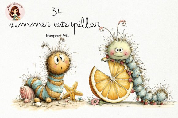 Summer Caterpillar Clipart PNG: A Designer's Charming Asset