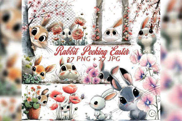 Whimsical Peeking Rabbit Clipart: Your Spring Design Secret