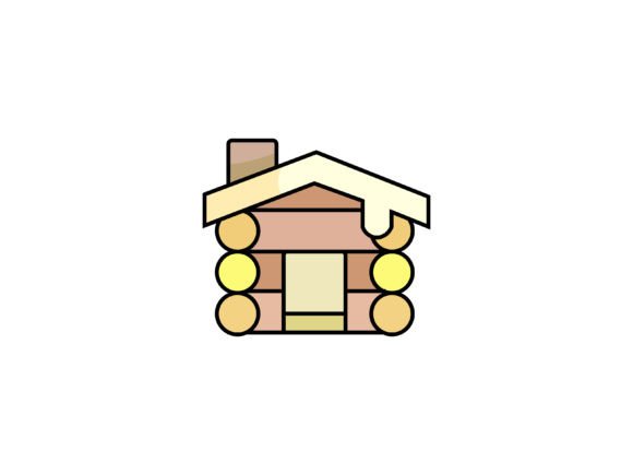 Winter Log House Illustrations: A Cozy Design Asset